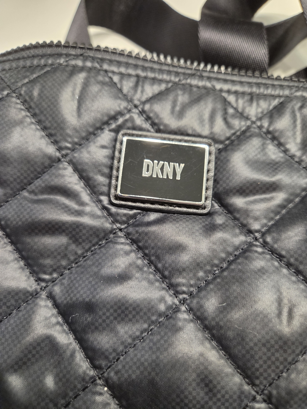 DKNY Quilted Nylon Crossbody Tote in Black - Picture 2 of 9